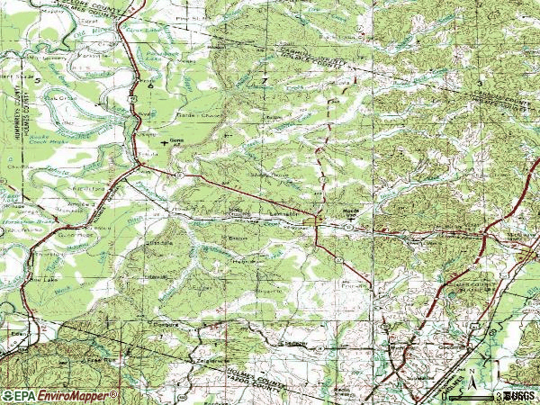 Zip code 39095 topographic map