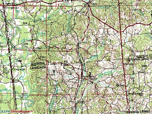 Zip code 39140 topographic map