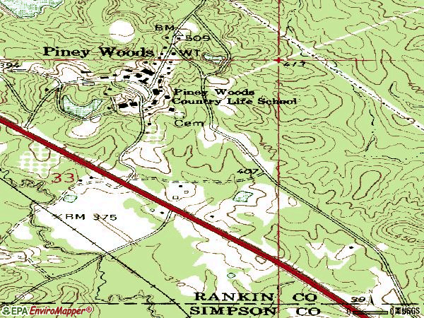Zip code 39148 topographic map