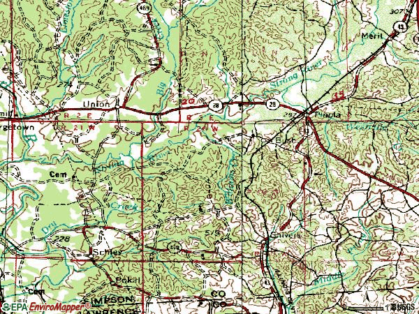 Zip code 39149 topographic map