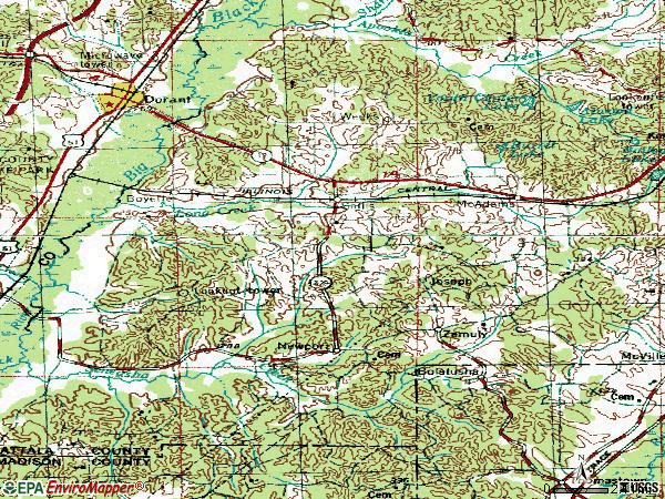 Zip code 39160 topographic map