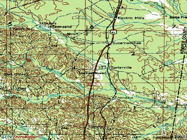 Zip code 39352 topographic map