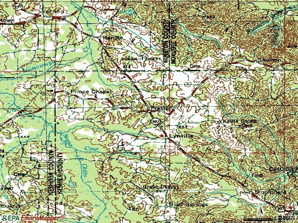 Zip code 39354 topographic map