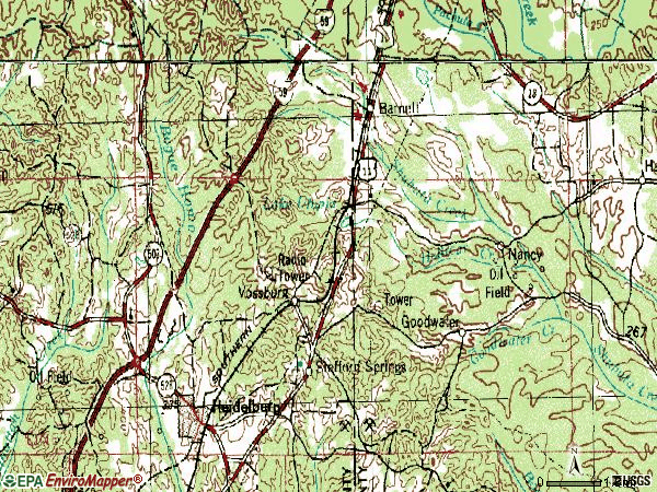 Zip code 39366 topographic map