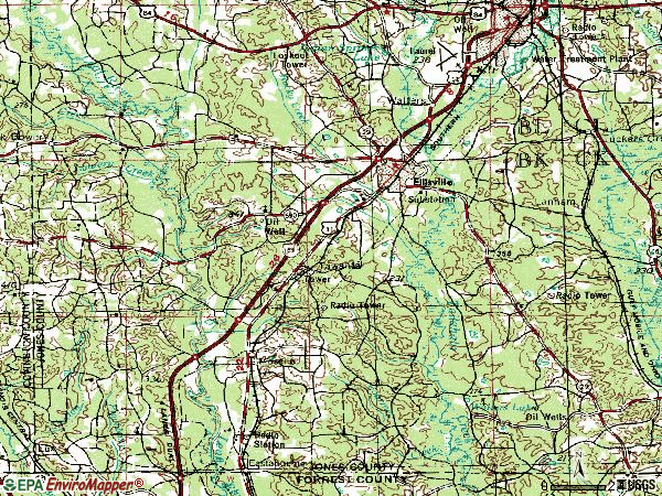 Zip code 39437 topographic map