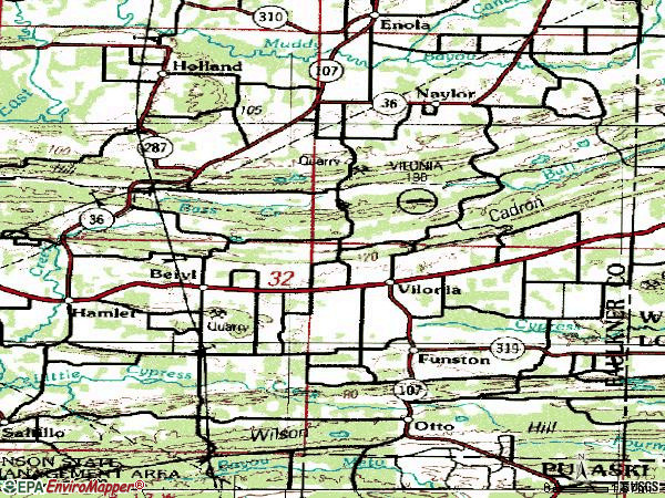 Zip code 72173 topographic map