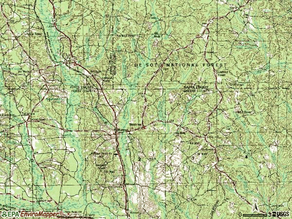 Zip code 39476 topographic map