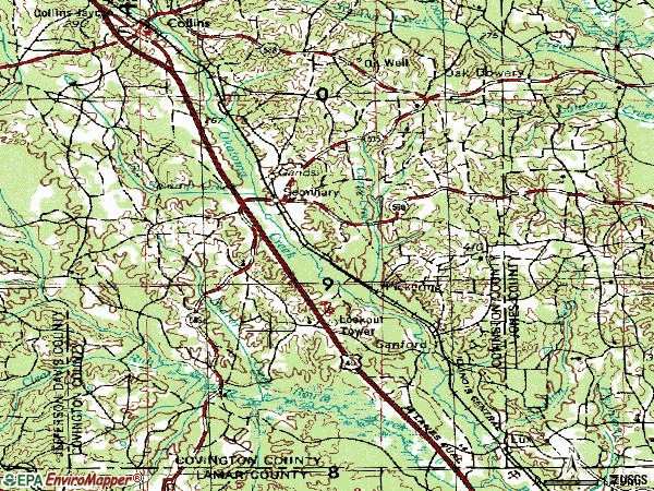 Zip code 39479 topographic map