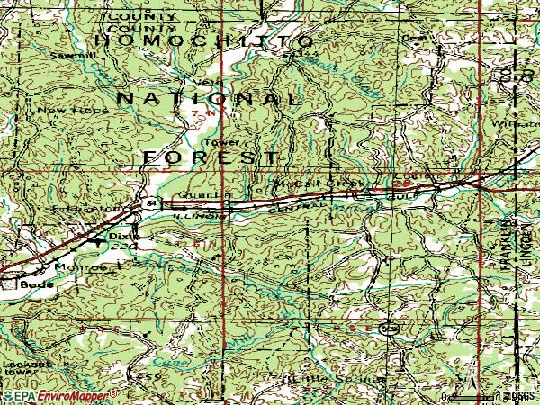 Zip code 39647 topographic map
