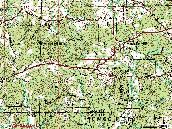Zip code 39668 topographic map
