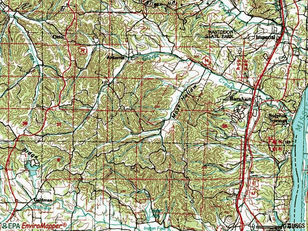 Zip code 63012 topographic map