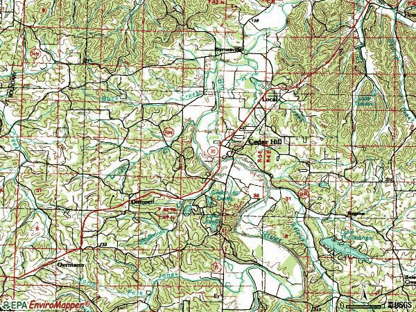 Zip code 63016 topographic map