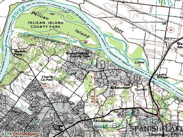 Zip code 63034 topographic map
