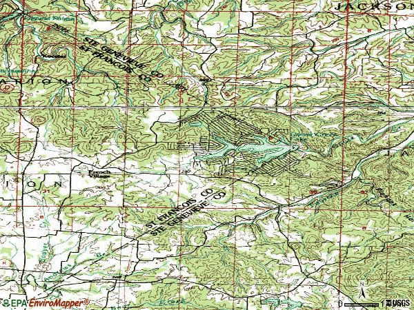 Zip code 63036 topographic map