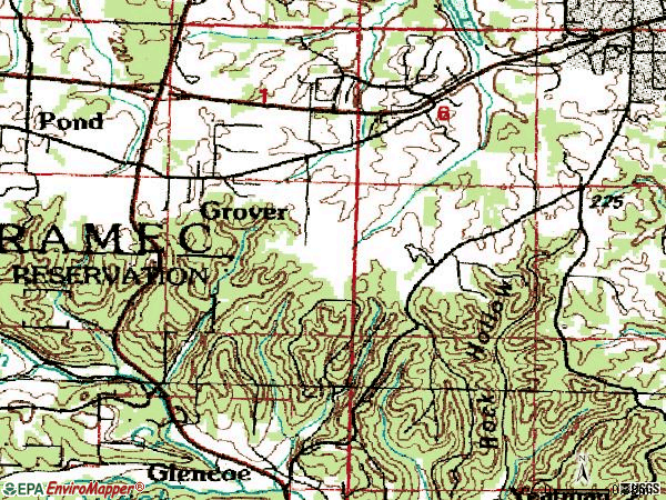 Zip code 63040 topographic map