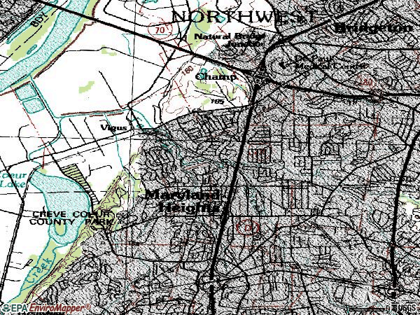 Zip code 63043 topographic map