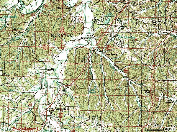 Zip code 63051 topographic map