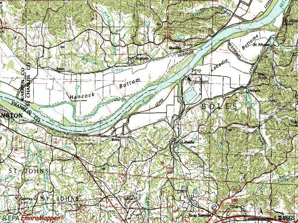 Zip code 63055 topographic map