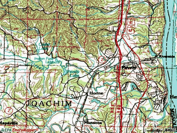 Zip code 63070 topographic map