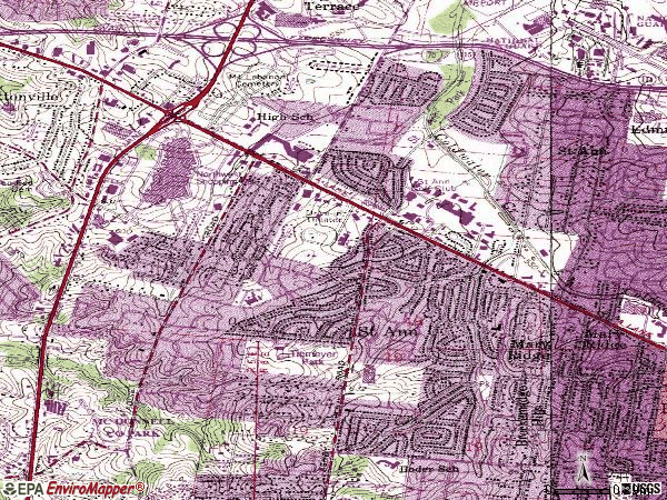 Zip code 63074 topographic map