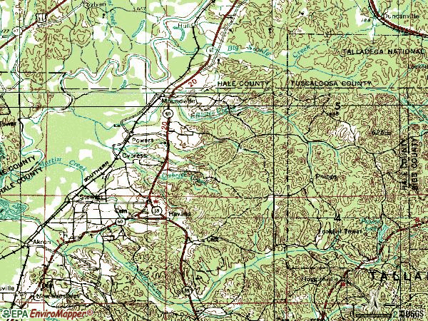 Zip code 35474 topographic map