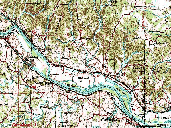 Zip code 63357 topographic map