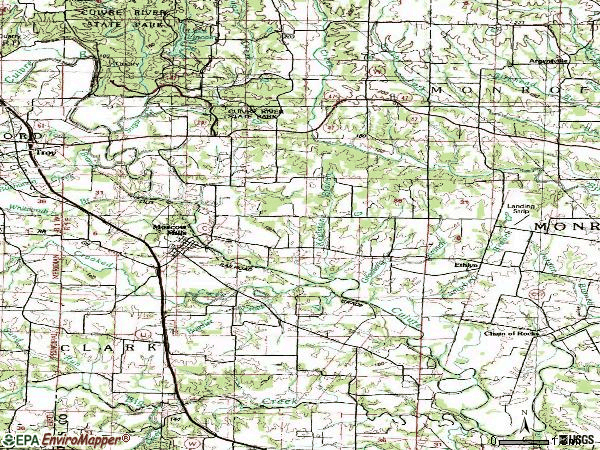 Zip code 63362 topographic map