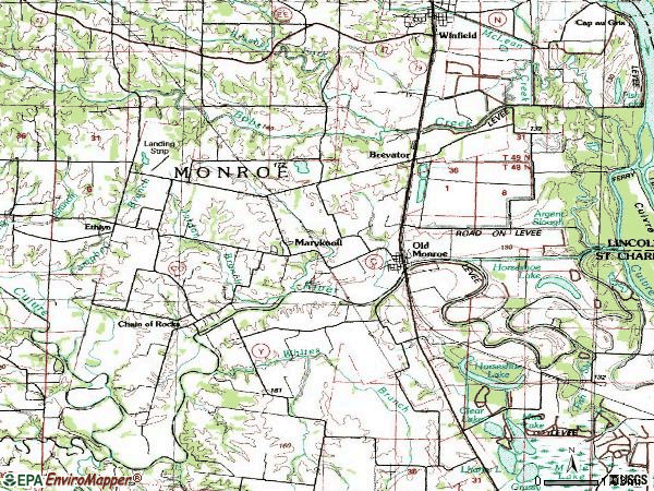 Zip code 63369 topographic map