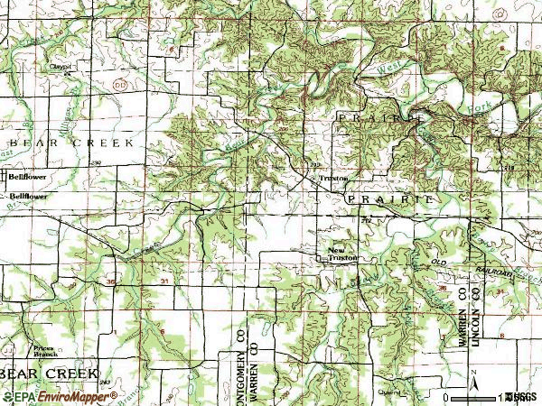 Zip code 63381 topographic map