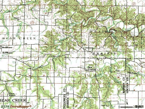Zip code 63383 topographic map