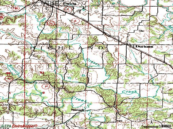 Zip code 63438 topographic map