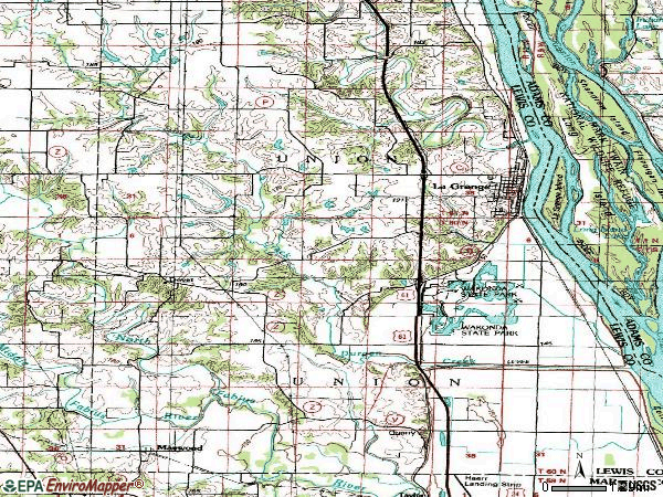 Zip code 63448 topographic map