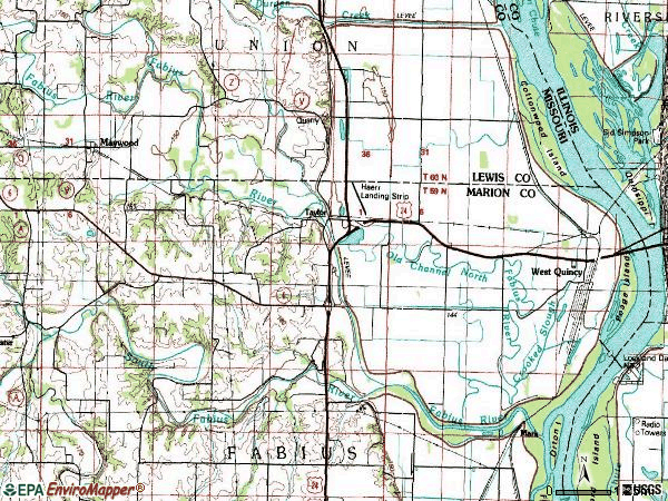 Zip code 63471 topographic map