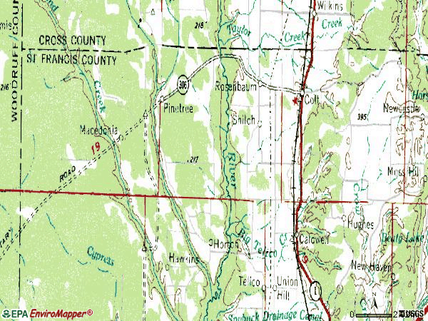 Zip code 72326 topographic map