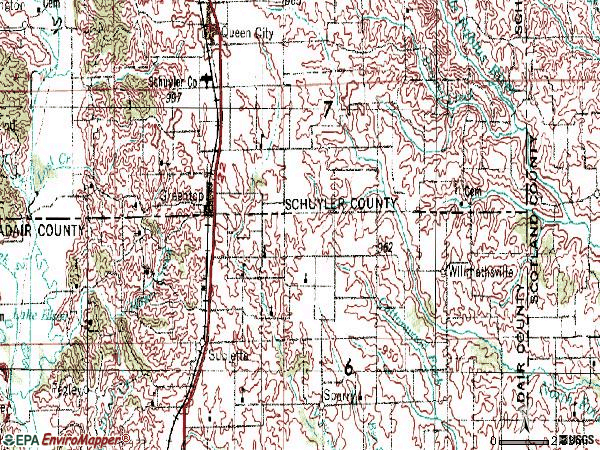 Zip code 63546 topographic map