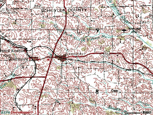 Zip code 63548 topographic map