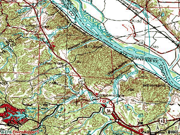 Zip code 63627 topographic map