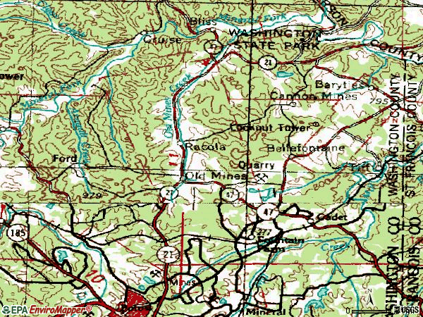 Zip code 63630 topographic map