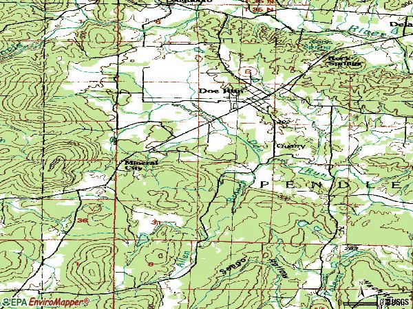 Zip code 63637 topographic map