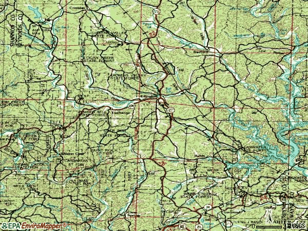 Zip code 63638 topographic map