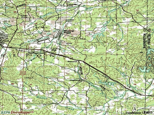 Zip code 63660 topographic map