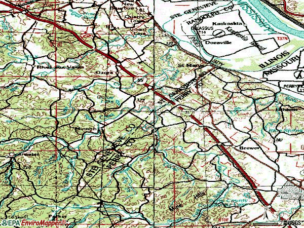 Zip code 63673 topographic map