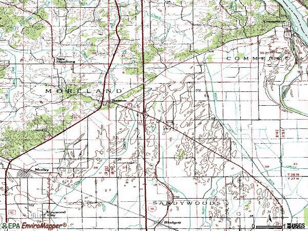 Zip code 63736 topographic map