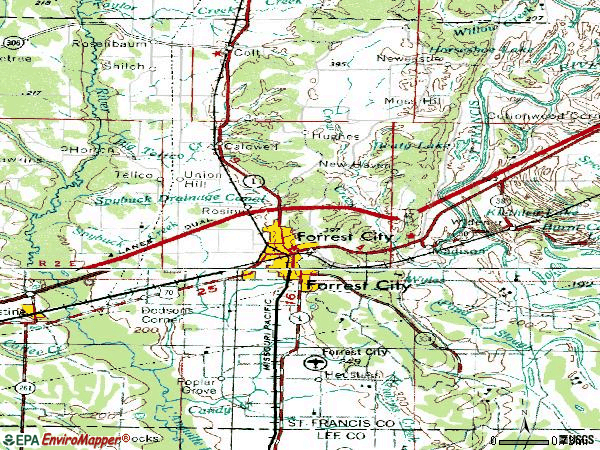 Zip code 72338 topographic map