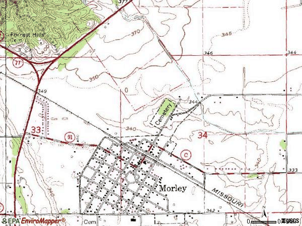 Zip code 63767 topographic map