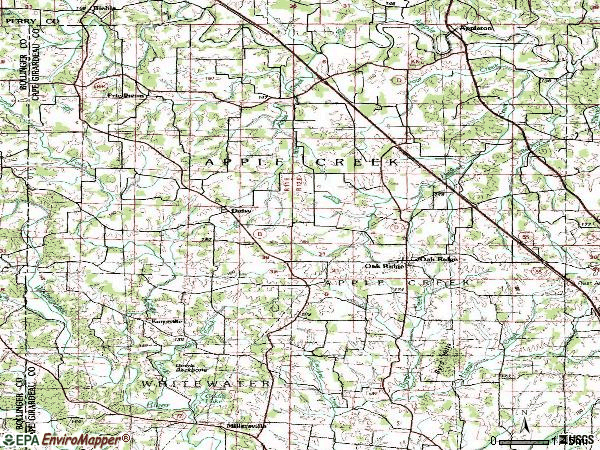 Zip code 63769 topographic map