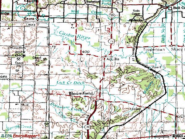 Zip code 63825 topographic map