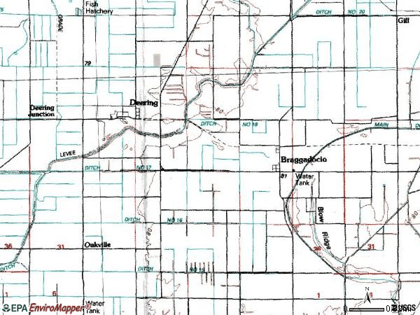 Zip code 63826 topographic map