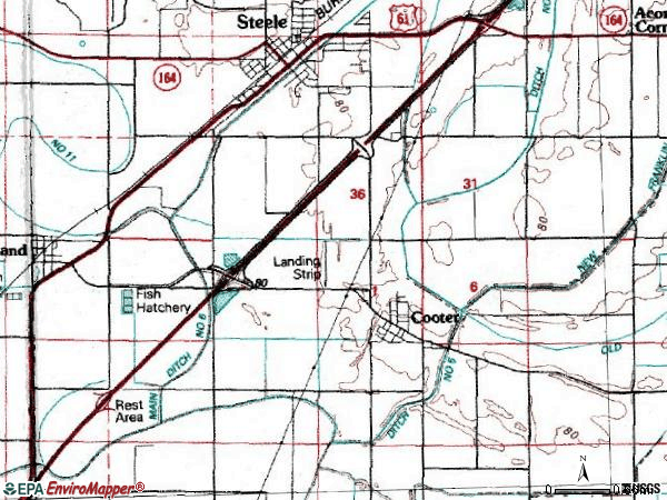 Zip code 63839 topographic map