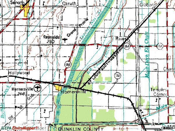 Zip code 63855 topographic map